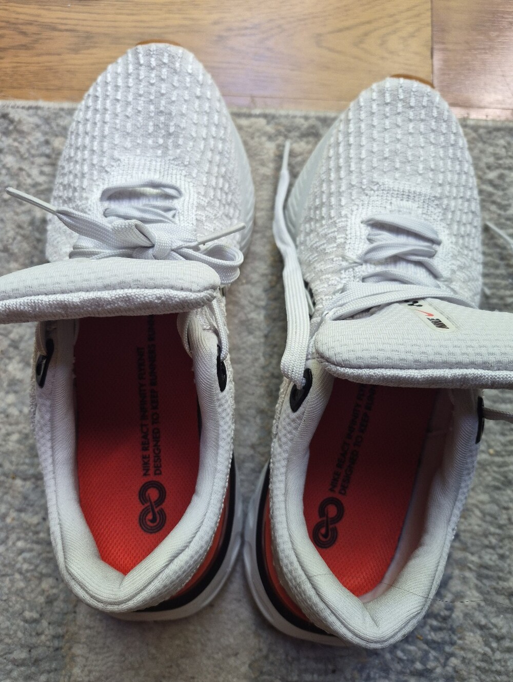 Nike Light Gray Knit Sneakers with Orange